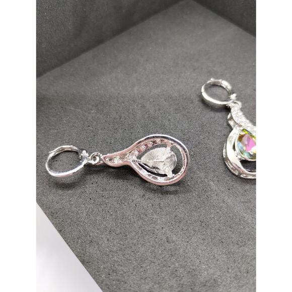 Silver Tone Jeweled Dangle Earrings - Picture 5 of 6